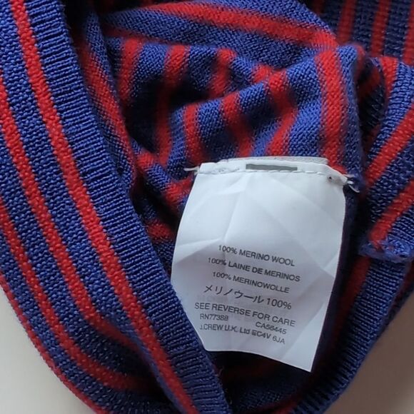 J. Crew 💯%Merino Wool Blue & Red Striped Tippi Turtleneck Sweater Size Small - Picture 7 of 11